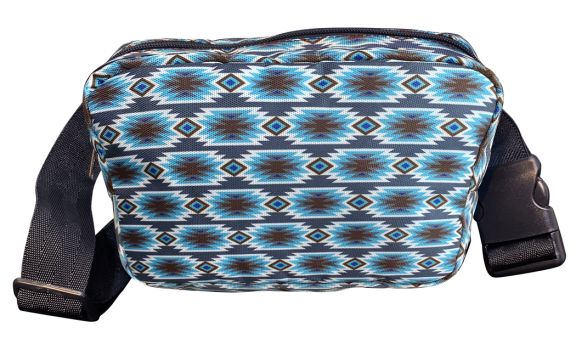 Showman Aztec Nylon Belt Bag - Gray/Brown/Blue